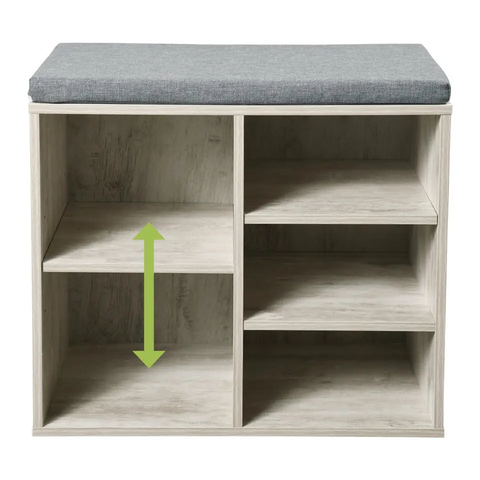 Kesper Schoenenrek met zitvlak - whitewash - hout - 51x30x48 cm