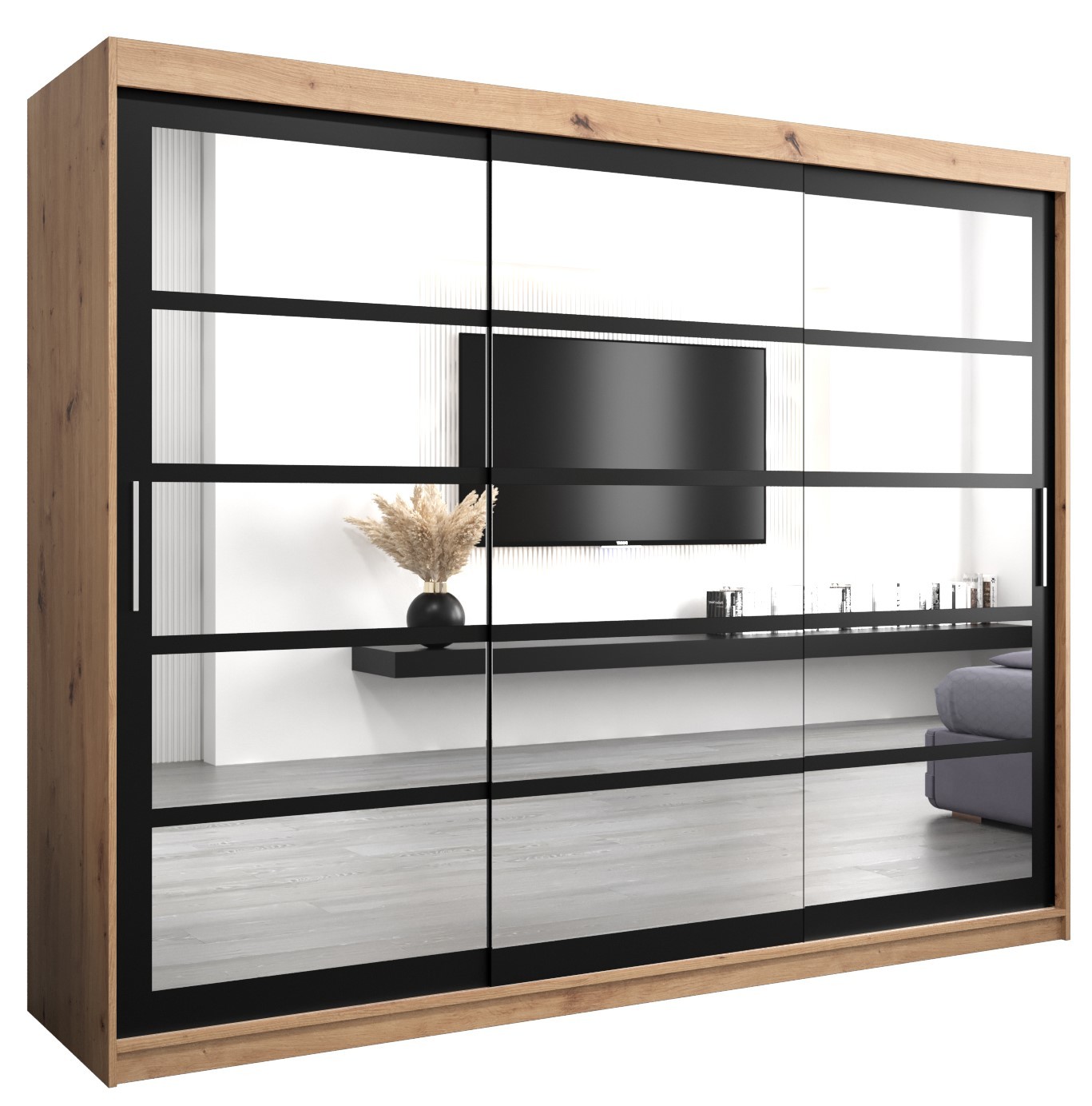 Szafa przesuwna garderoba ROMA 02 250 artisan   czarny