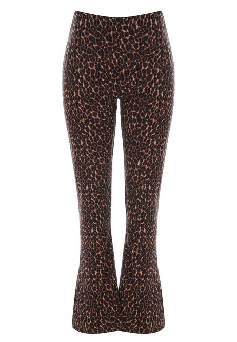 Womens Brown Leopard Print Jersey Flare Leggings