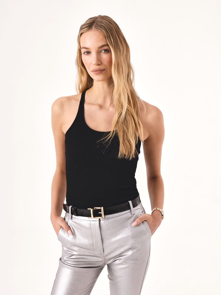 Black and gold double-sided leather belt