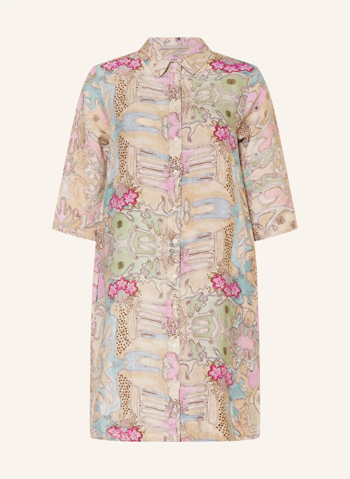 (THE MERCER) N.Y. Hemdblusenkleid aus Leinen mit 3/4-Arm
