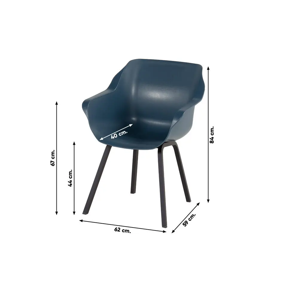 Hartman Sophie Element dining armstoel - Steel Blue - Alu poot