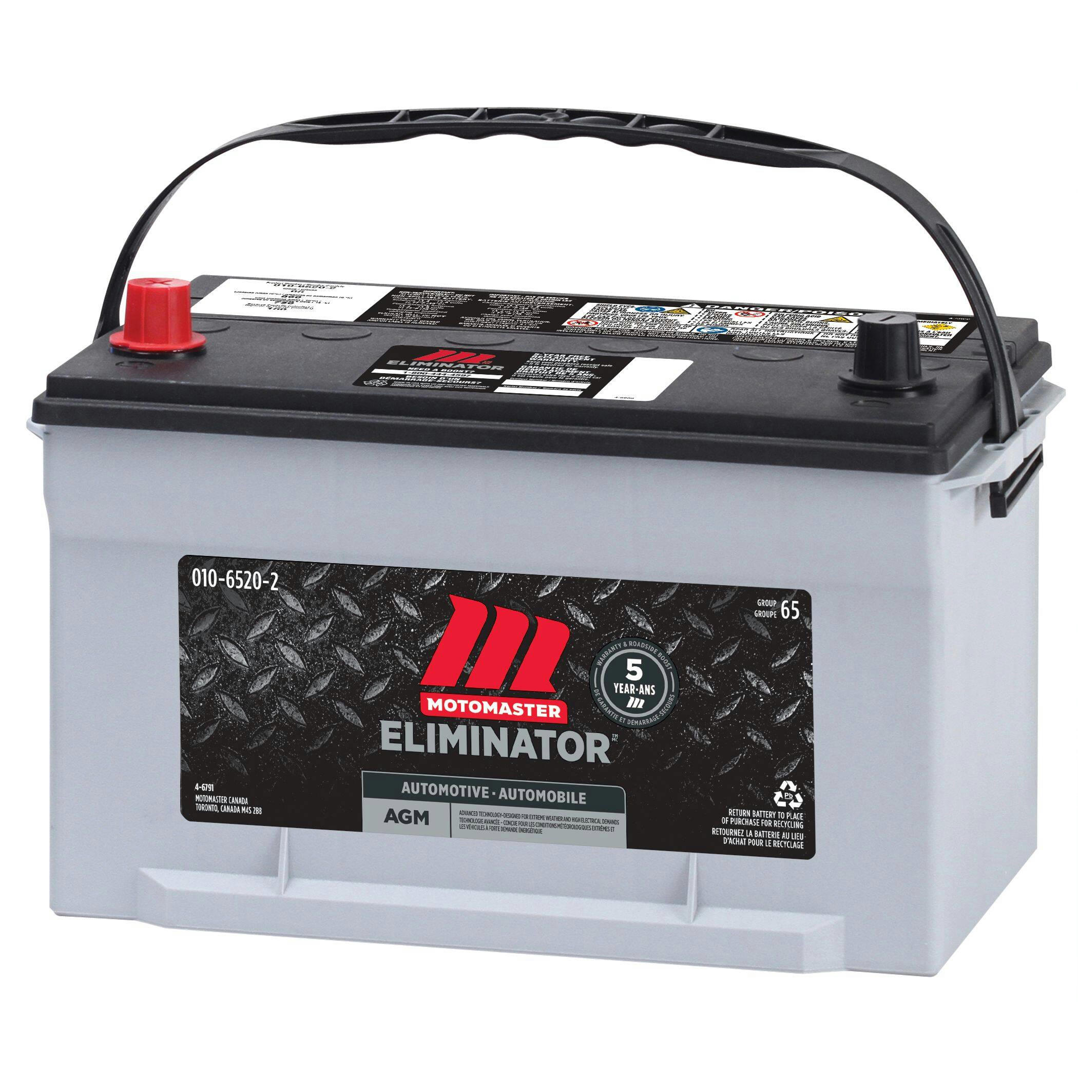 MOTOMASTER ELIMINATOR AGM Group Size 65 Battery, 750 CCA