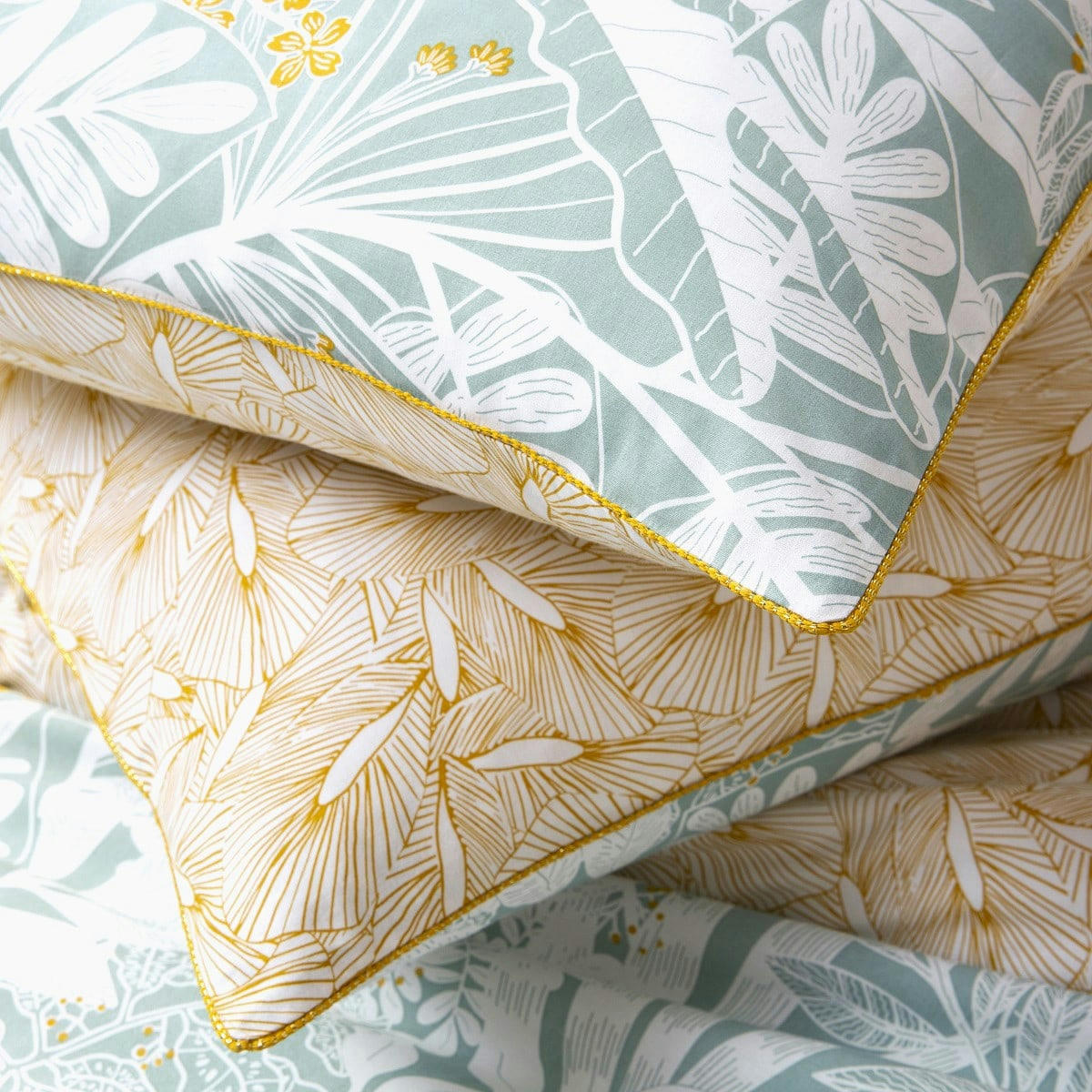 FEROE - Parure de lit 2 personnes coton  imprimé bleu 240x220cm