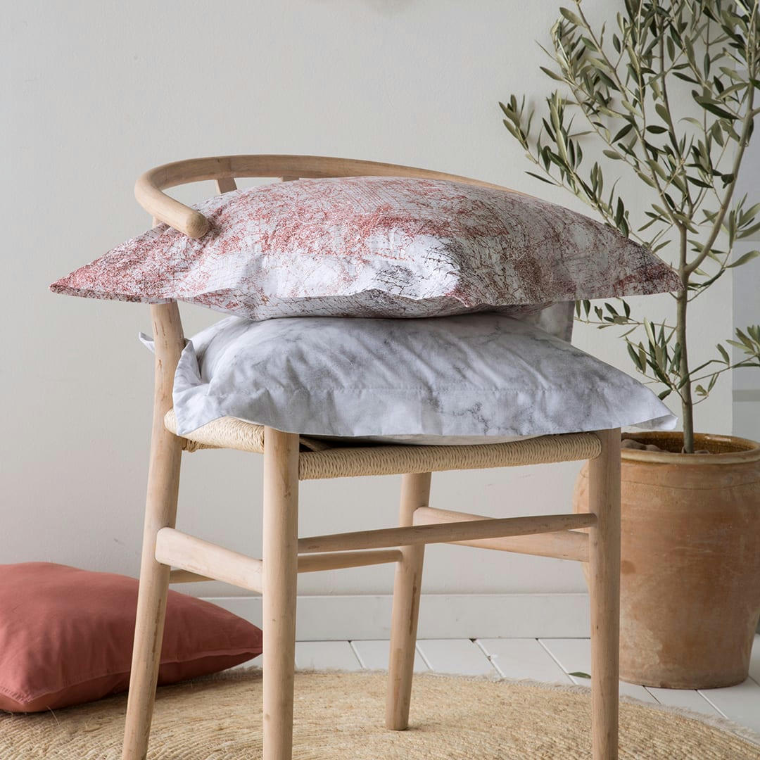 - 2 Taies d'oreiller en percale de coton 65x65 cm gris