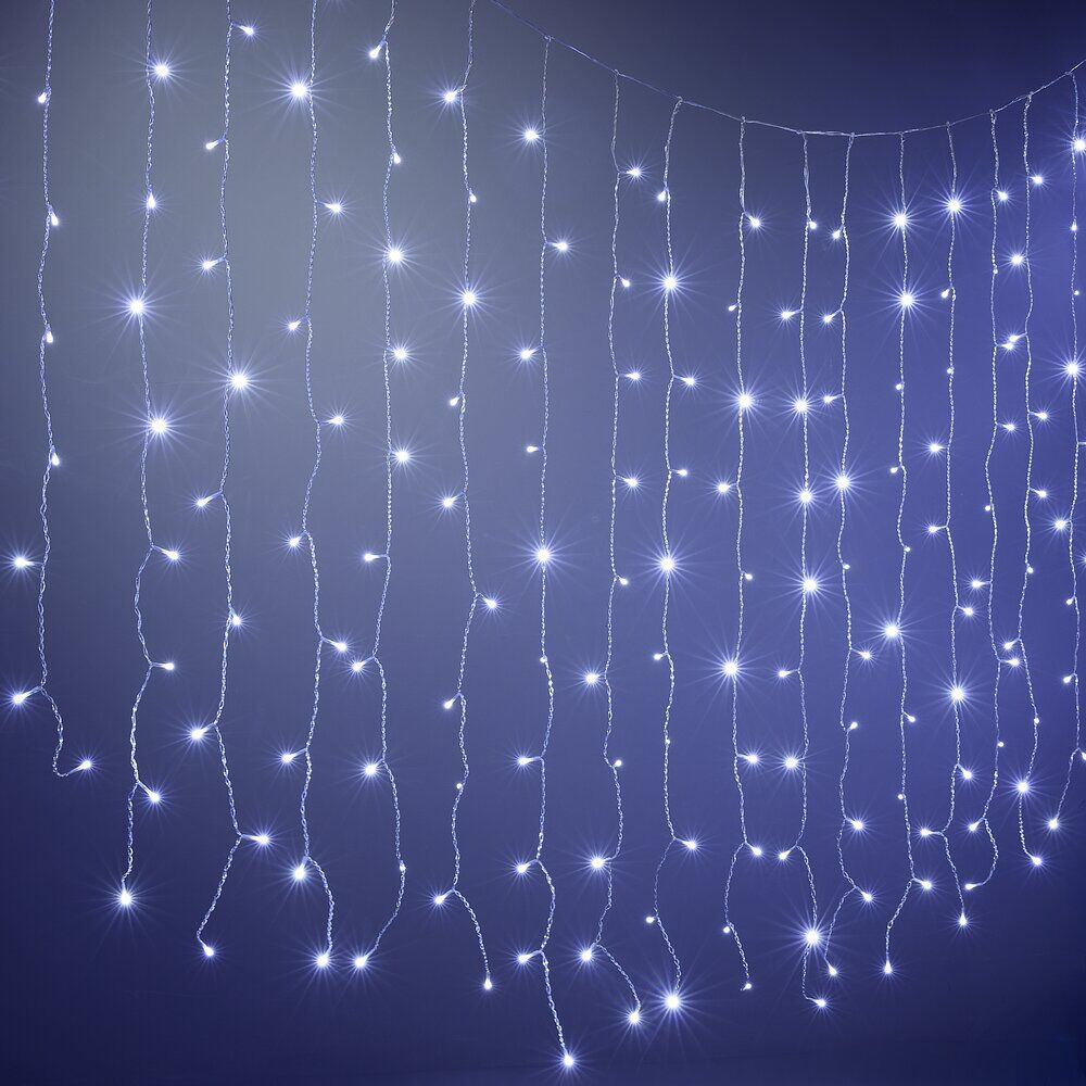 Guirlande de No&euml;l lumineuse rideau 190LED blanc froid 234 cm d'éclairage
