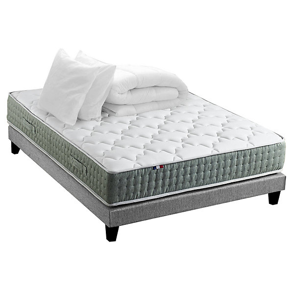 Pack ressort 7 zones sommier couette oreiller 160x200