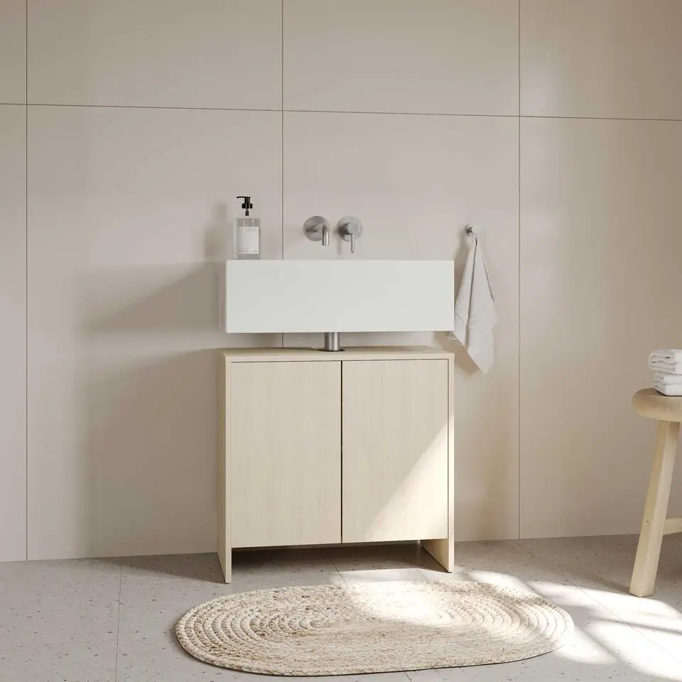 Wastafelonderkast Poema - 64x33x61cm - 2 deuren - eik