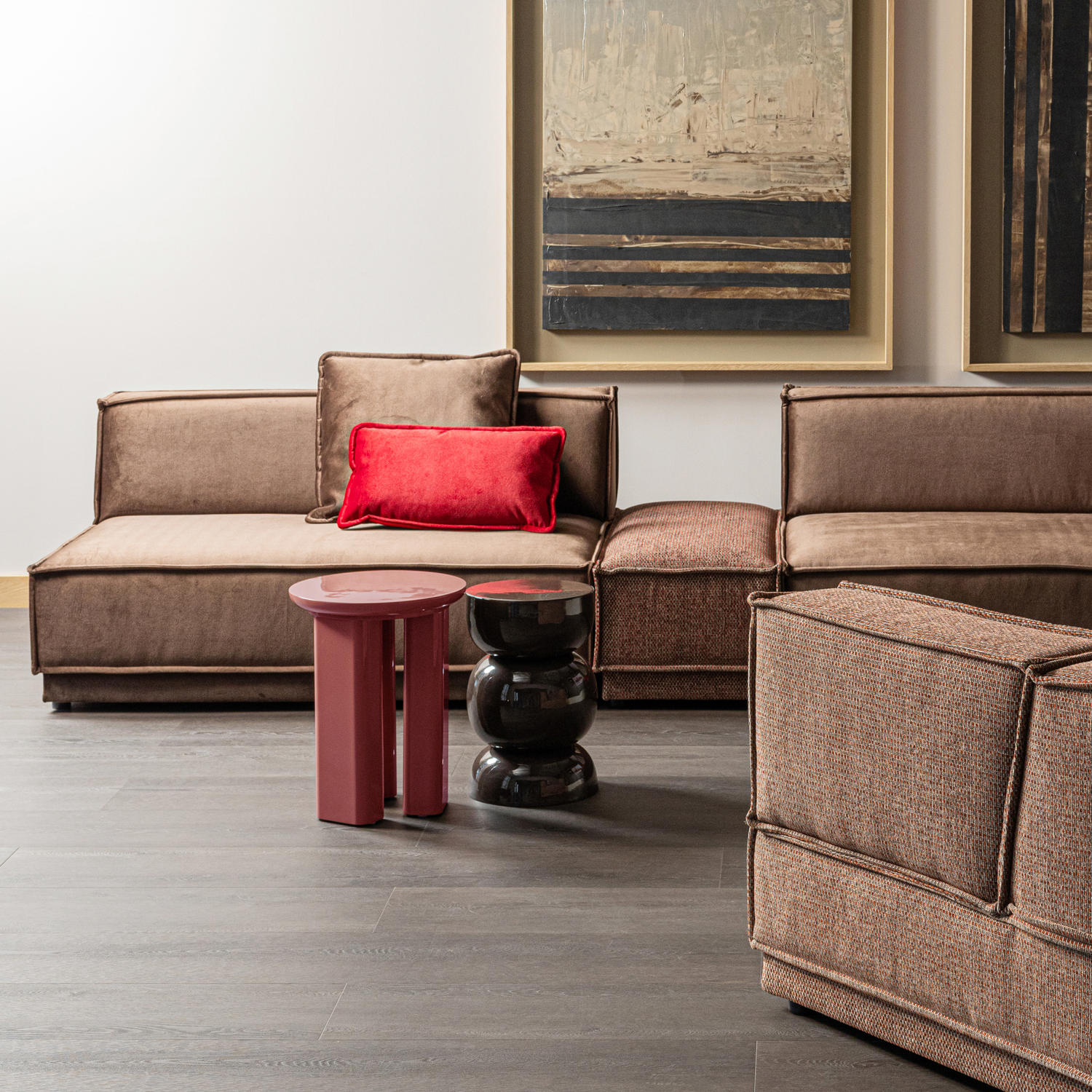 WOOOD Orivo Bijzettafel - Hout - Hoogglans Roodroze - 50x40x40