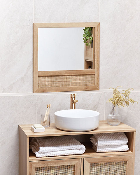 Miroir ROSELL 60 cm 60 cm Marron clair
