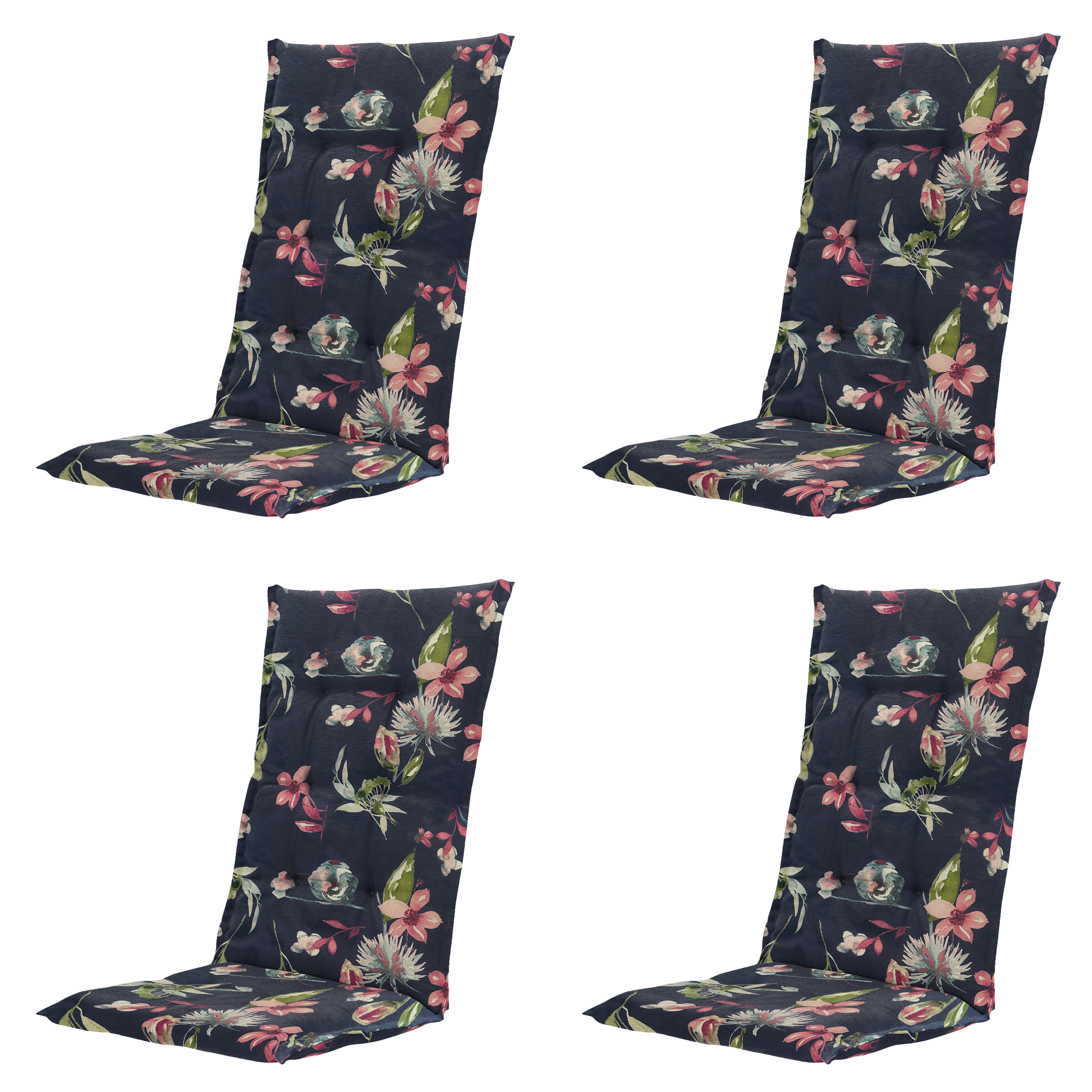 Madison tuinstoelkussen hoge rug Cato - blauw - 123x50x5cm - set van 4