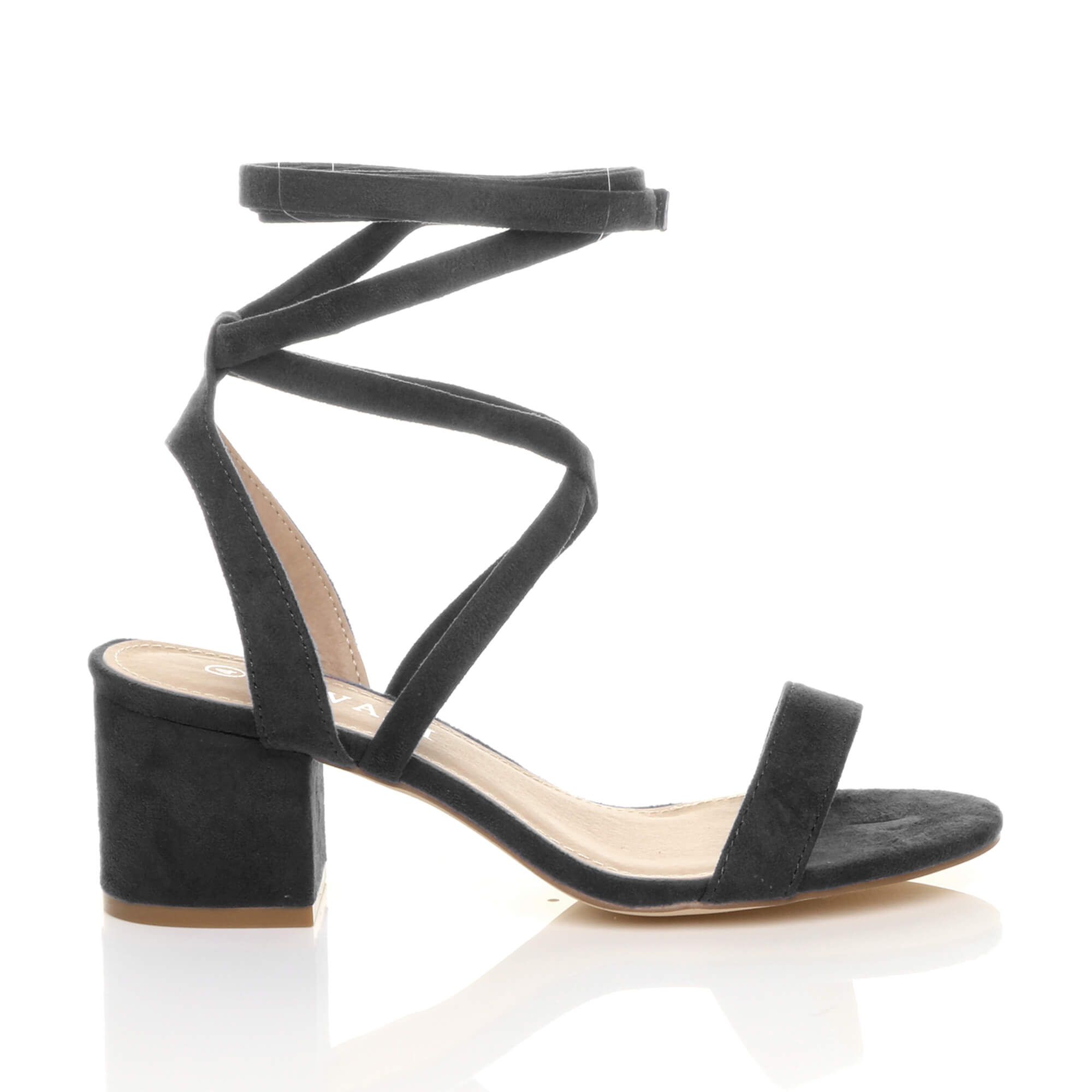 AJVANI Mid Block Heel Tie Up Sandals