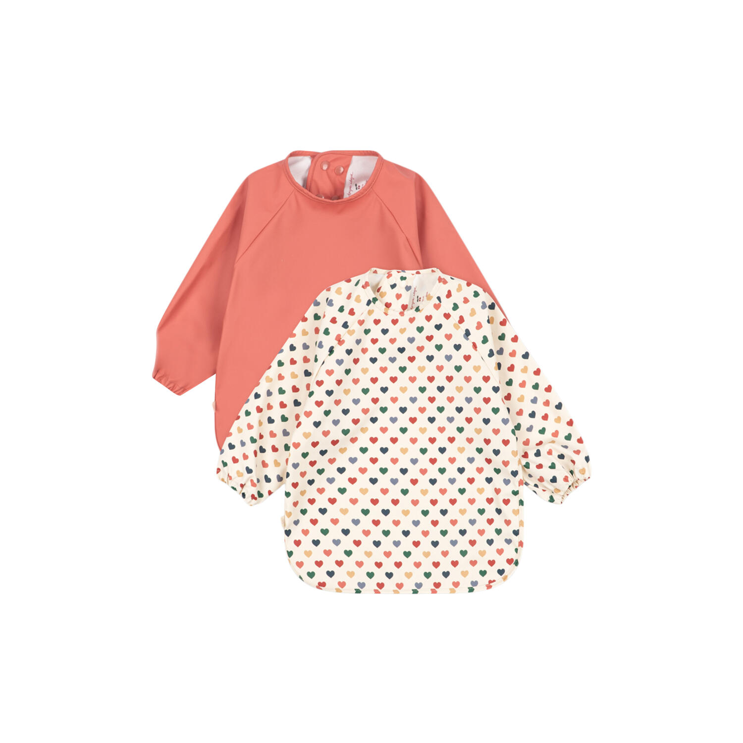 2 Pack Dinner Bib With Sleeves, coeur colore/faded rose
