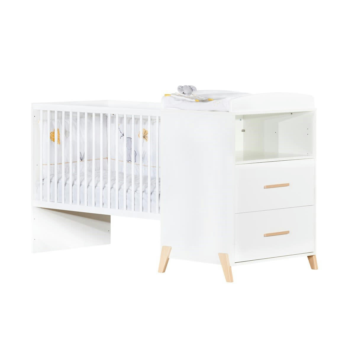 JOY - Lit Combiné Evolutif 120x60 en 90x190 en bois blanc