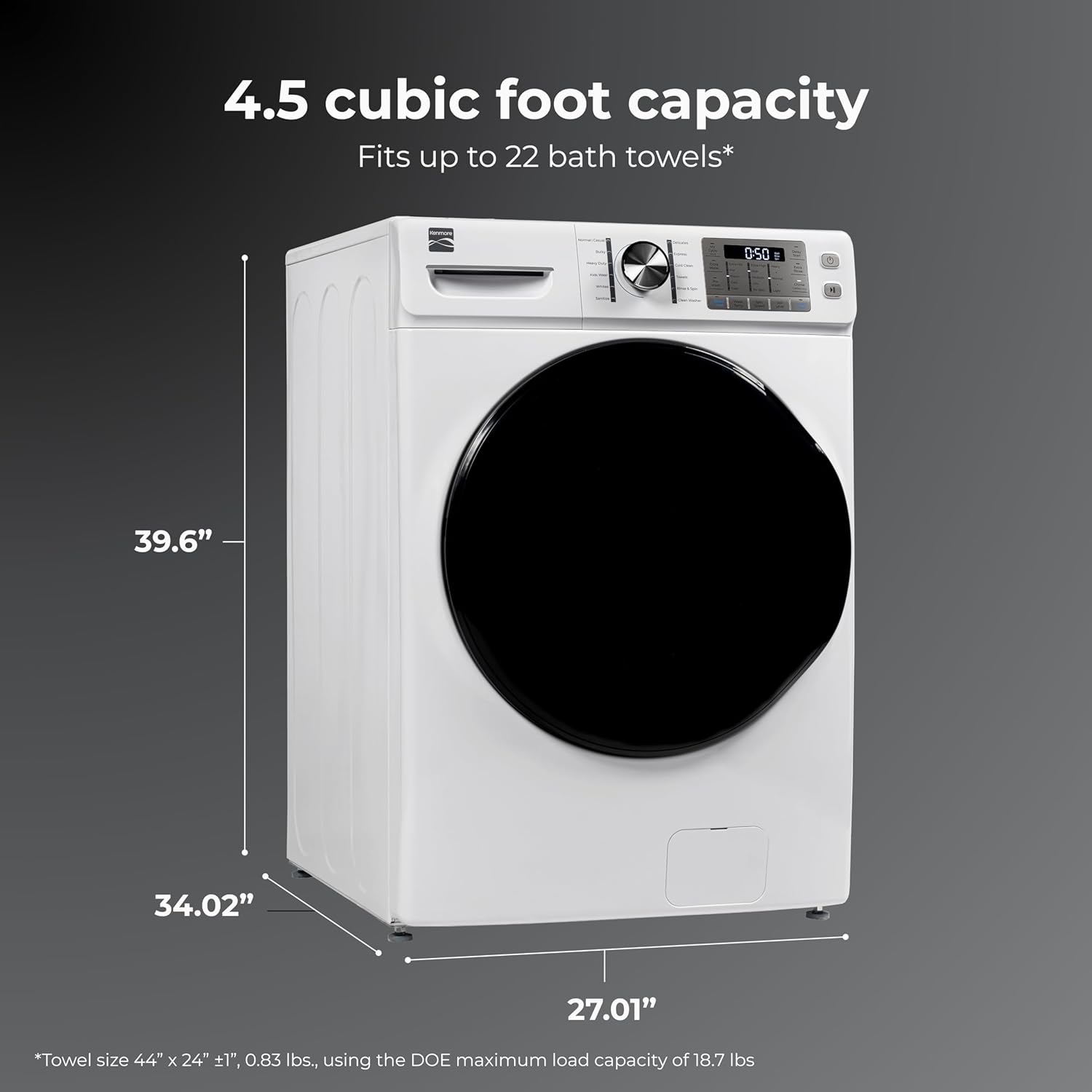 Kenmore 4.5 cu. ft. Front Load Washer with Stain Removing Steam Treatment - Reduce Laundry Time with Accela Wash - LED - ENERGY STAR Certified - White