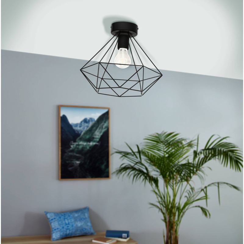 Plafonnier Tarbes noir Ø 32,5 cm E27 60 W EGLO