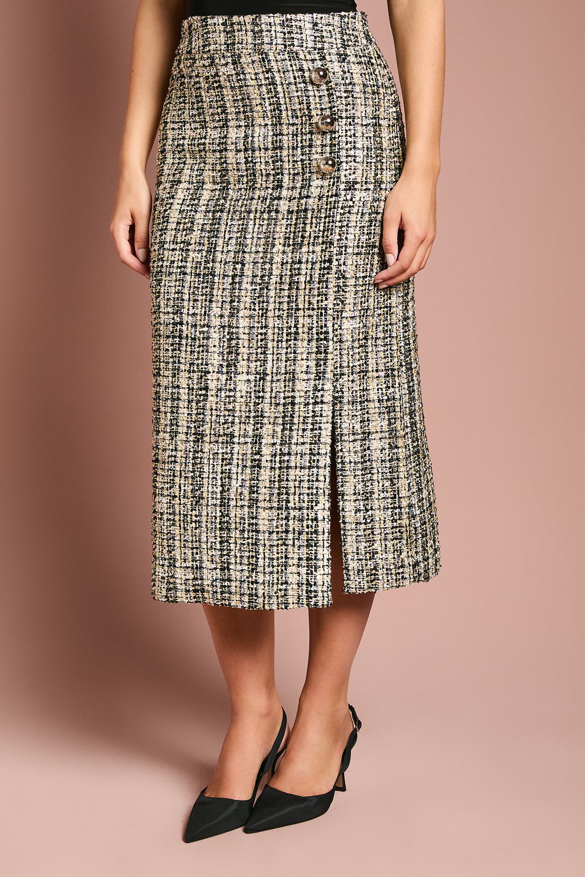 Coast Sequin Tweed Midi Skirt