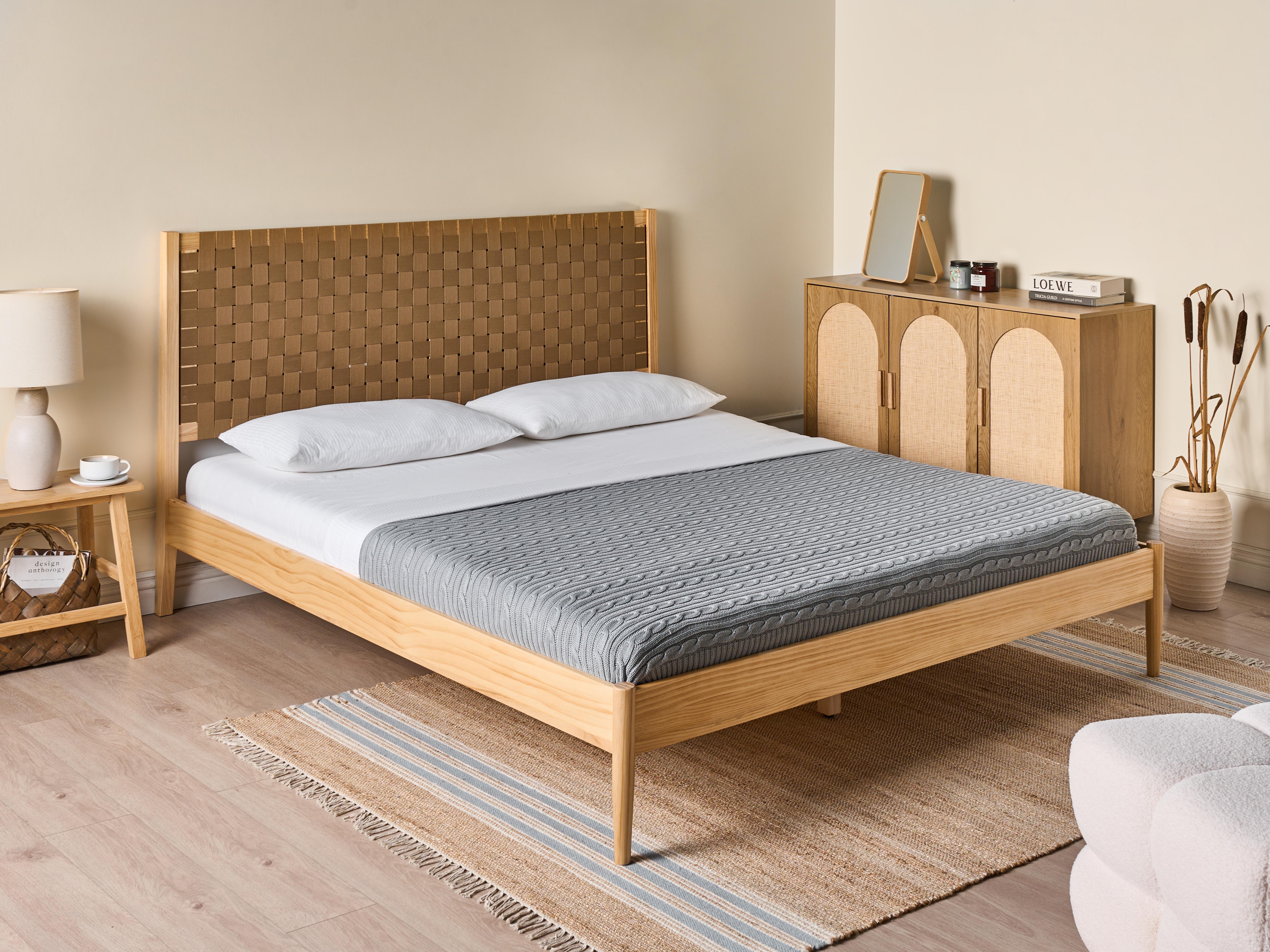 Bed Pine Wood BRUNEMONT 160 x 200 cm (EU King Size) Light Brown