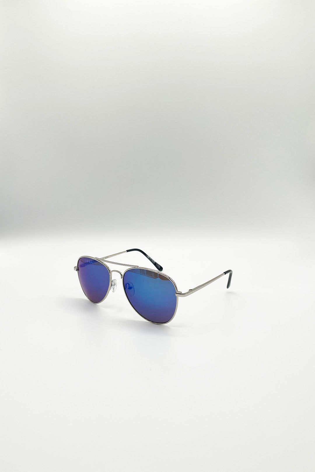 SVNX Aviator Sunglasses With Blue Mirror Lenses