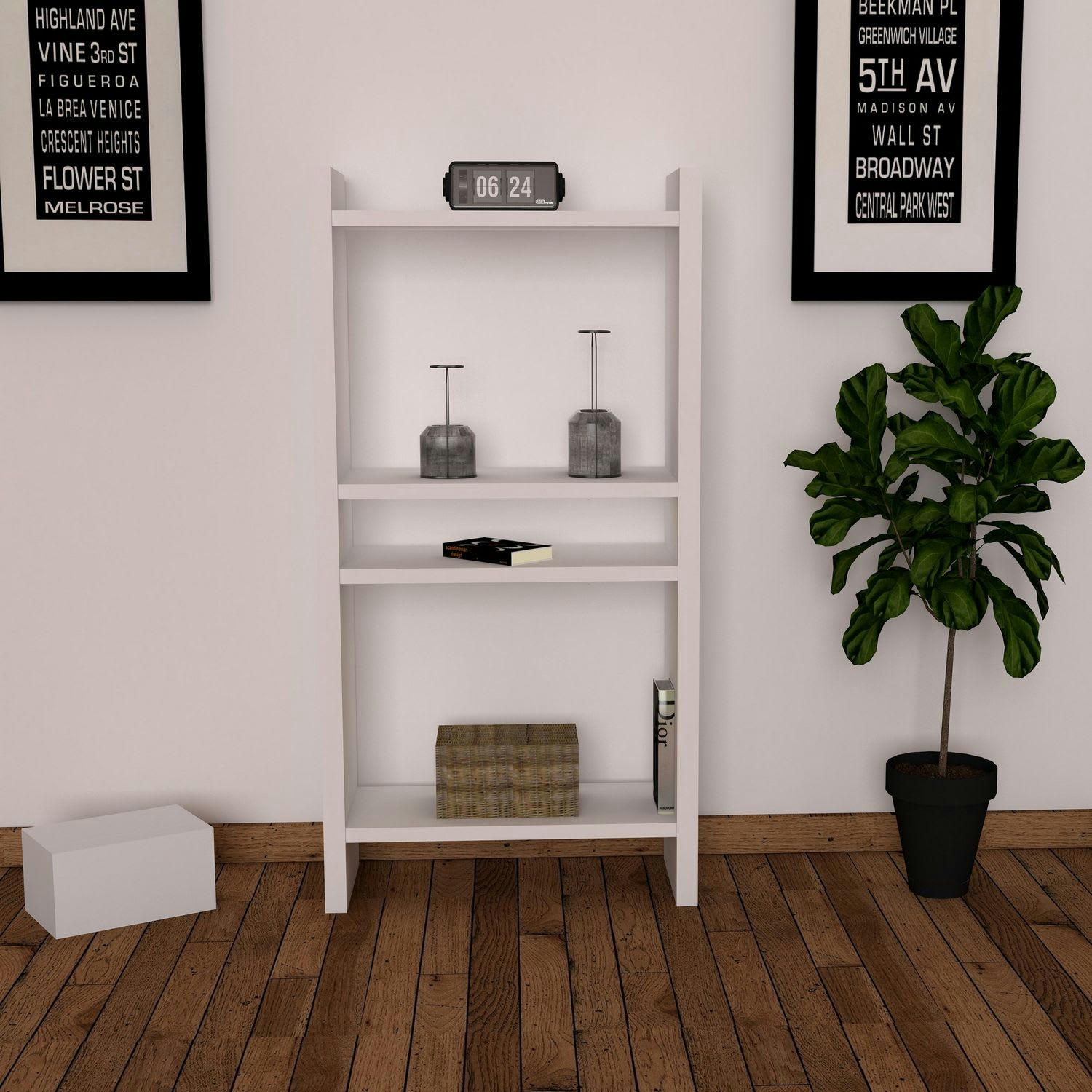 PERA - Bibliothèque 4 étages 90 cm blanc