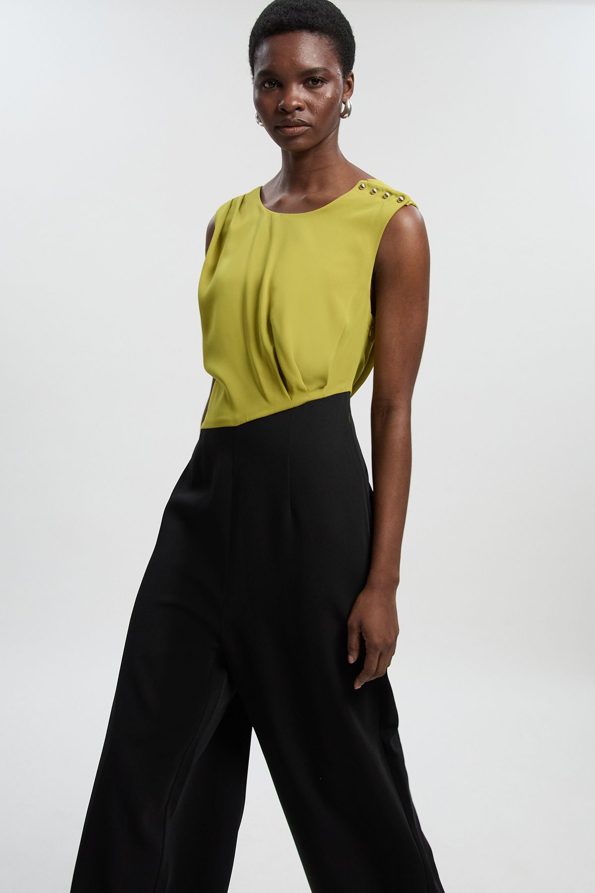 KarenMillen Soft Tailored Asymmetric Neck Wide Leg Jumpsuit