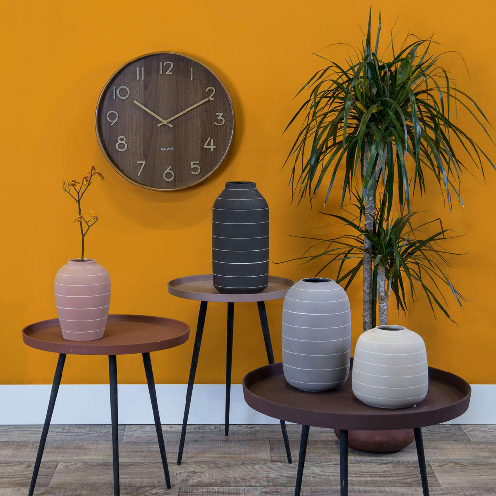 PURE - Horloge murale ronde en bois D40cm bois foncé