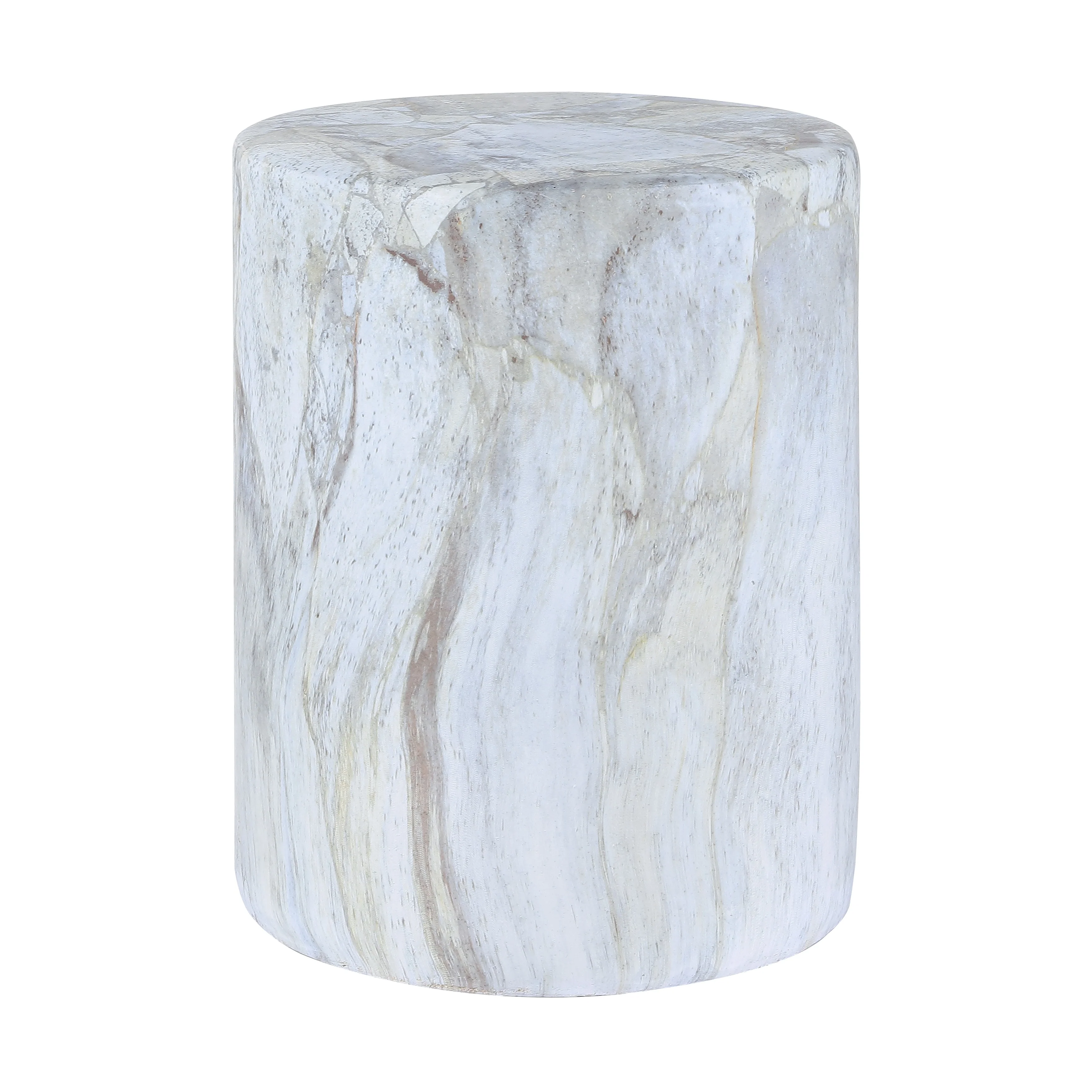 Luke 16 Modern Minimalist Faux Marble Column Indoor/Outdoor Accent Table, by JONATHAN Y