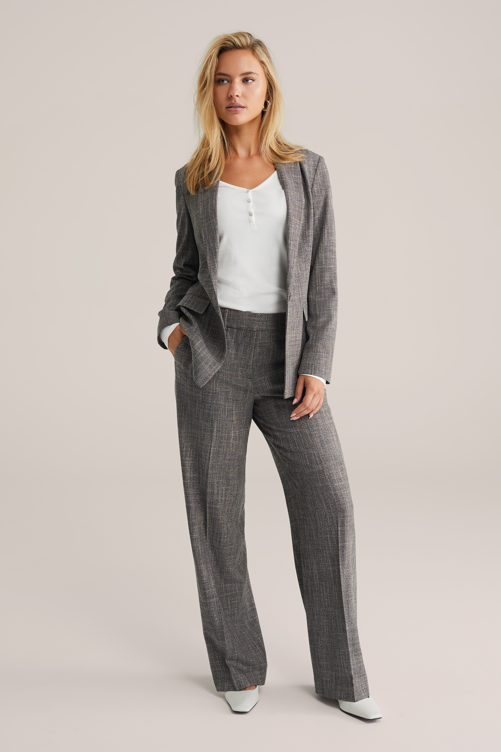 Dames slim fit blazer met structuur