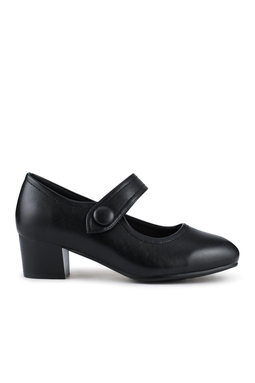 Pavers Wide Fit Touch-Fasten Heeled Mary Janes