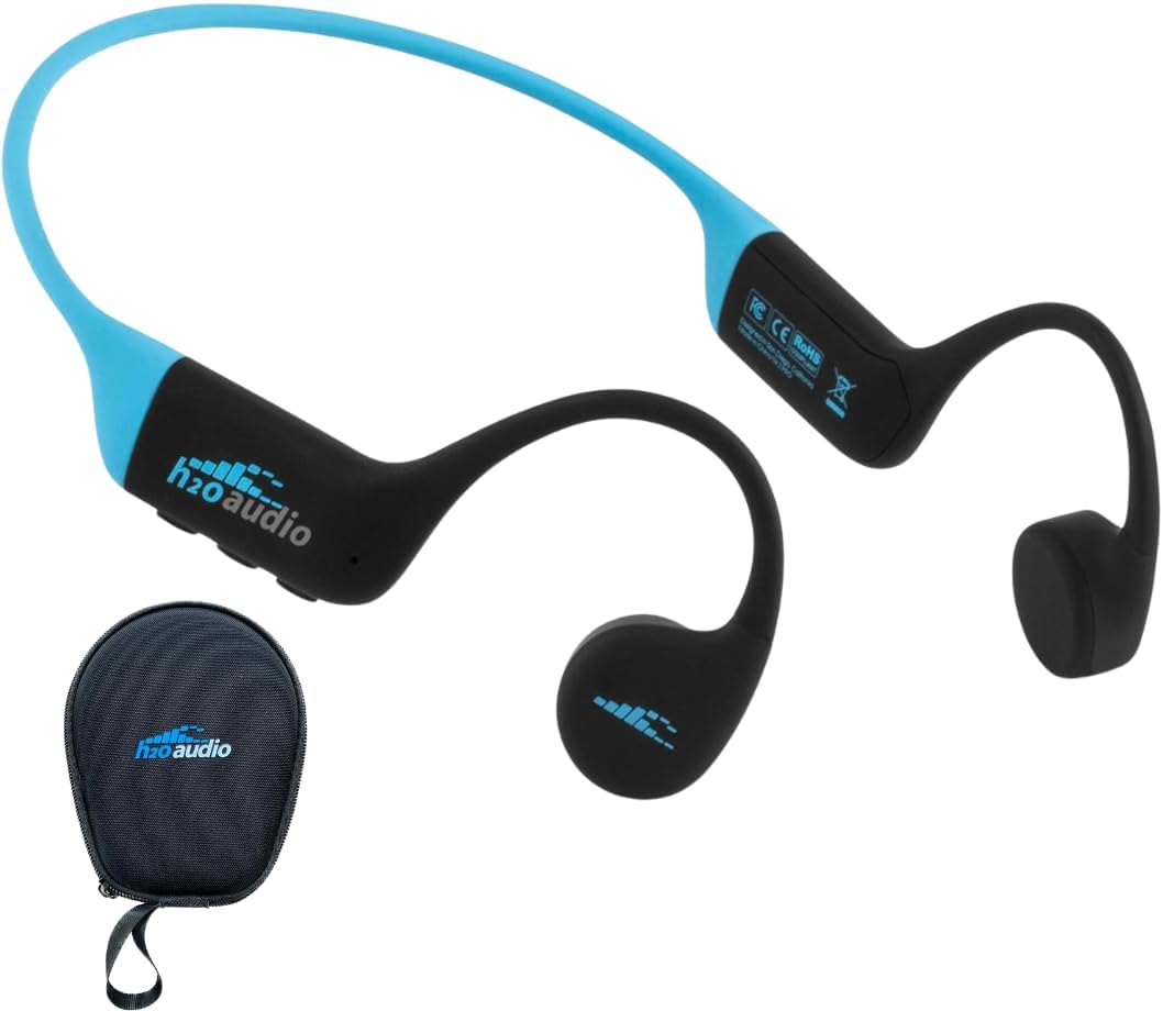 H2O Audio TRI 2 Multisport Waterproof Bone Conduction Open Ear Headphones  Bluetooth 5.3 for Running and Cycling  MP3 Mode for Swimming  8GB Memory  8.5-Hour Battery  Black/Blue