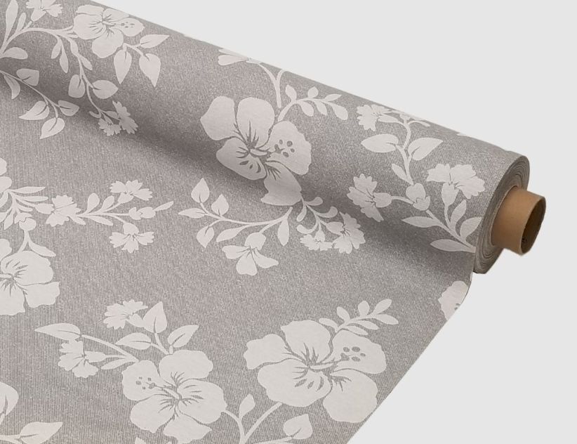 Tischdecke Blumen Grau