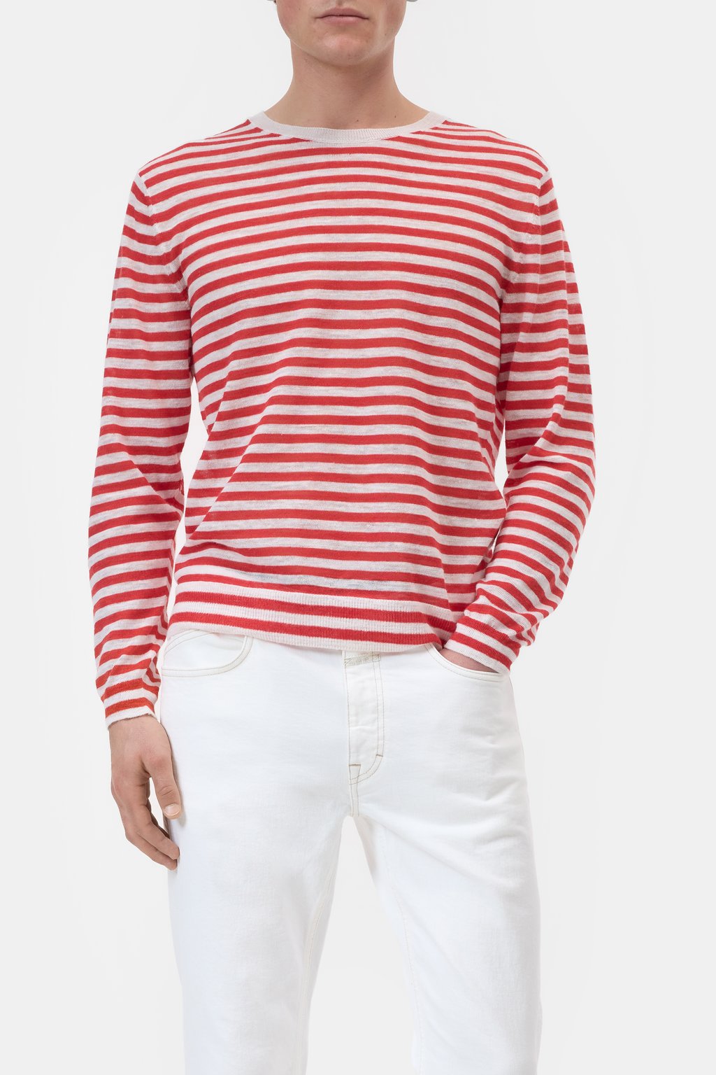 Gestreifter Pullover aus Leinen-Mix