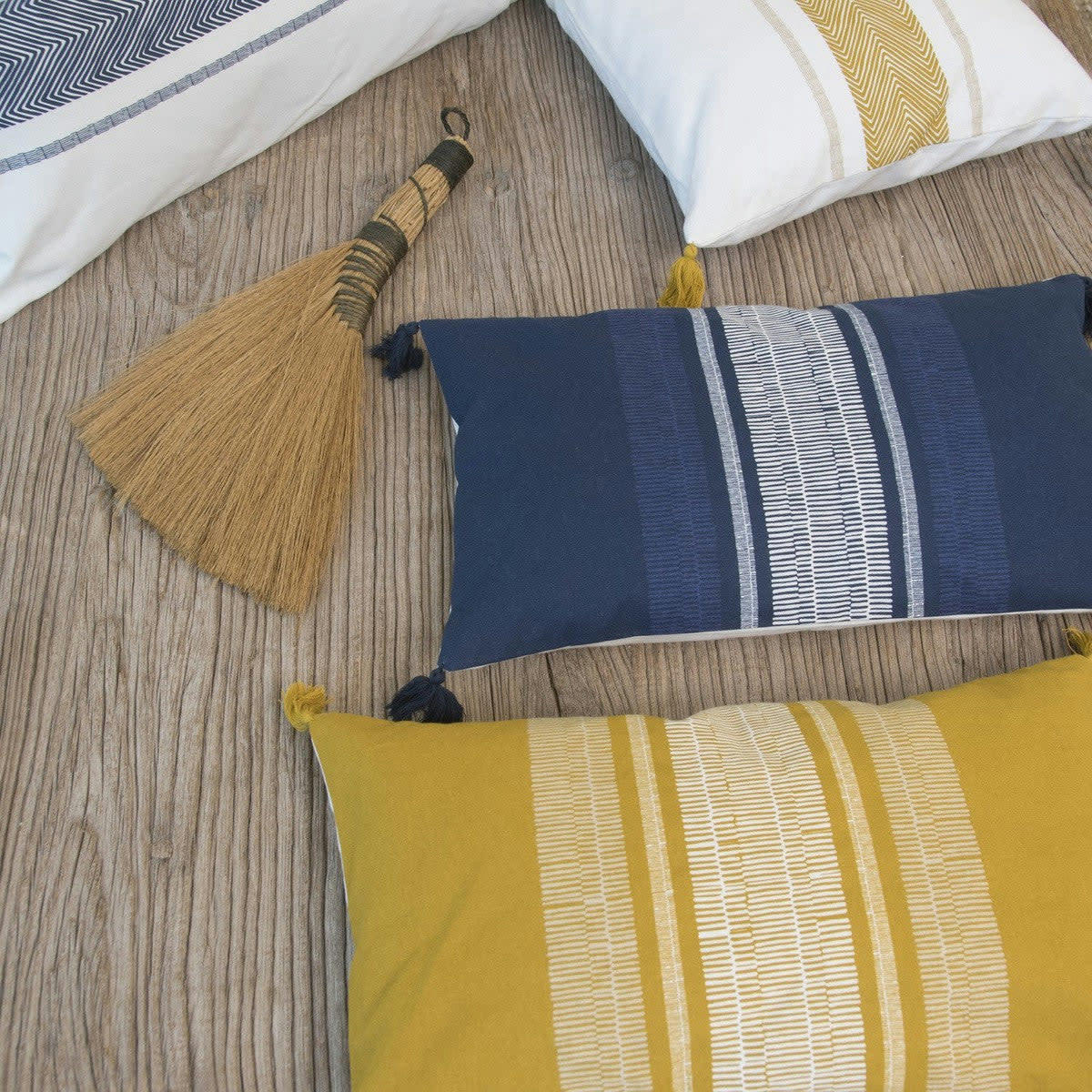 GRACA - Housse de coussin coton  50x30 bleu nuit