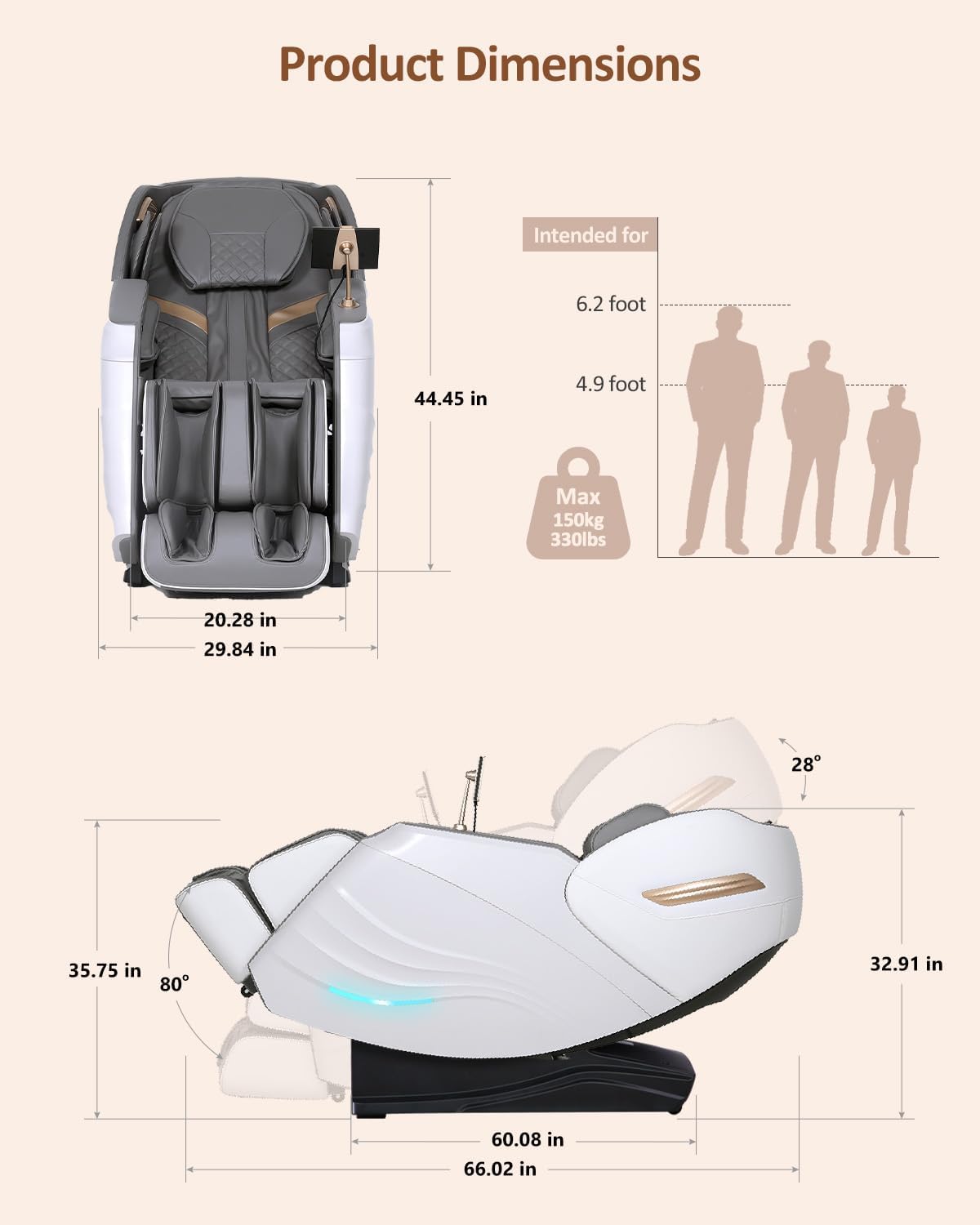 RELX Massage Chair Full Body, 20 Modes Zero Gravity SL-Track Shiatsu Massage Chair Built-in Heat System, Airbag Massage with Body Scan, Deep Yoga Stretch, Calfrest Extension and AI Control(White)