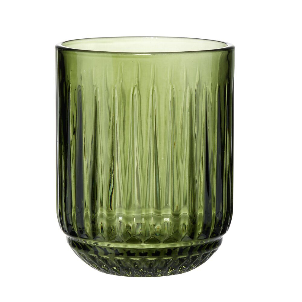 Verre bas 27cl en verre strié transparent vert Ø7,5xH9,5cm
