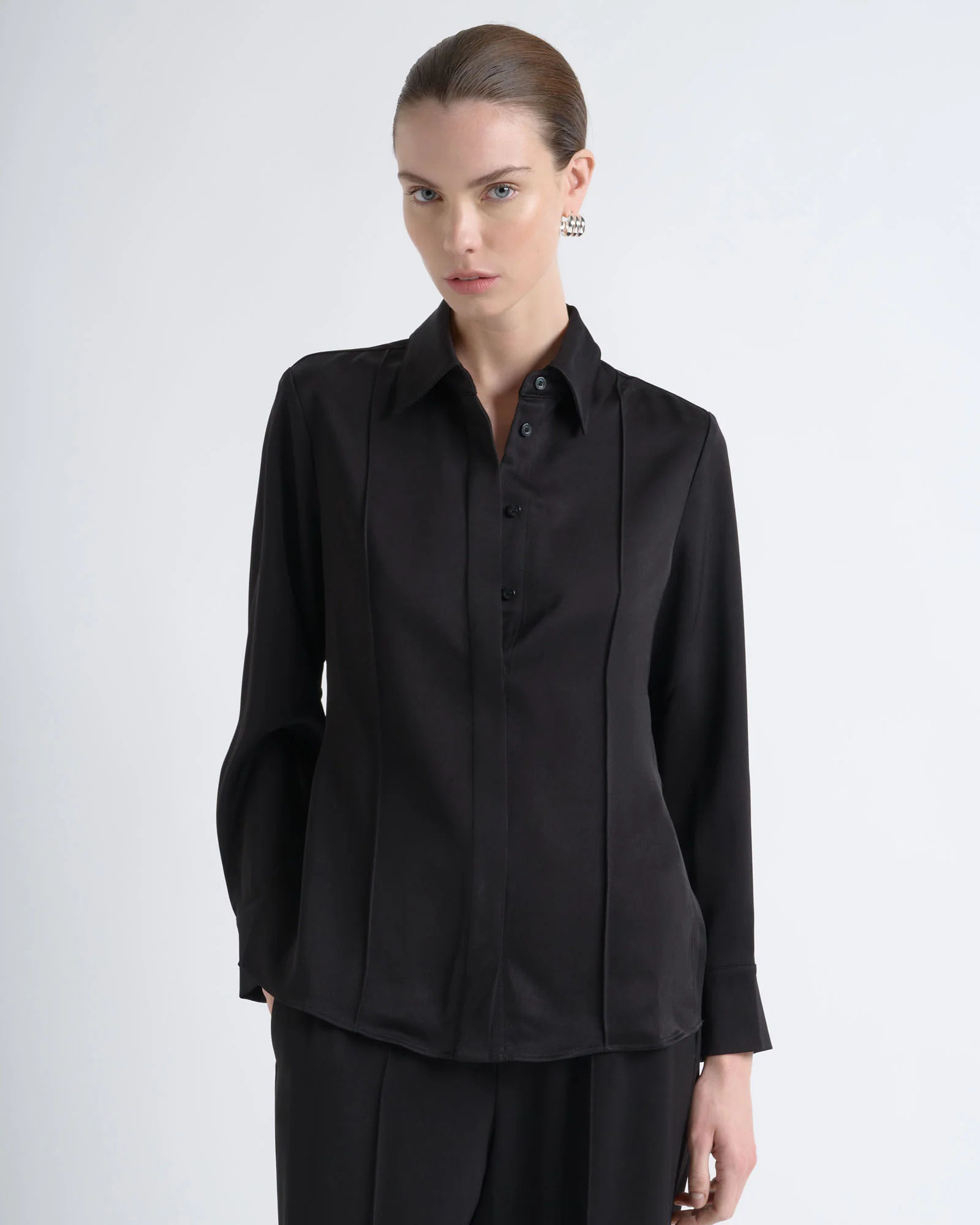 Satin Pin Tuck Shirt