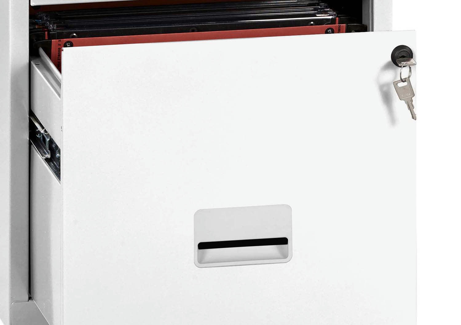 - Colonne de rangement basse en acier 3 tiroirs blanc mat