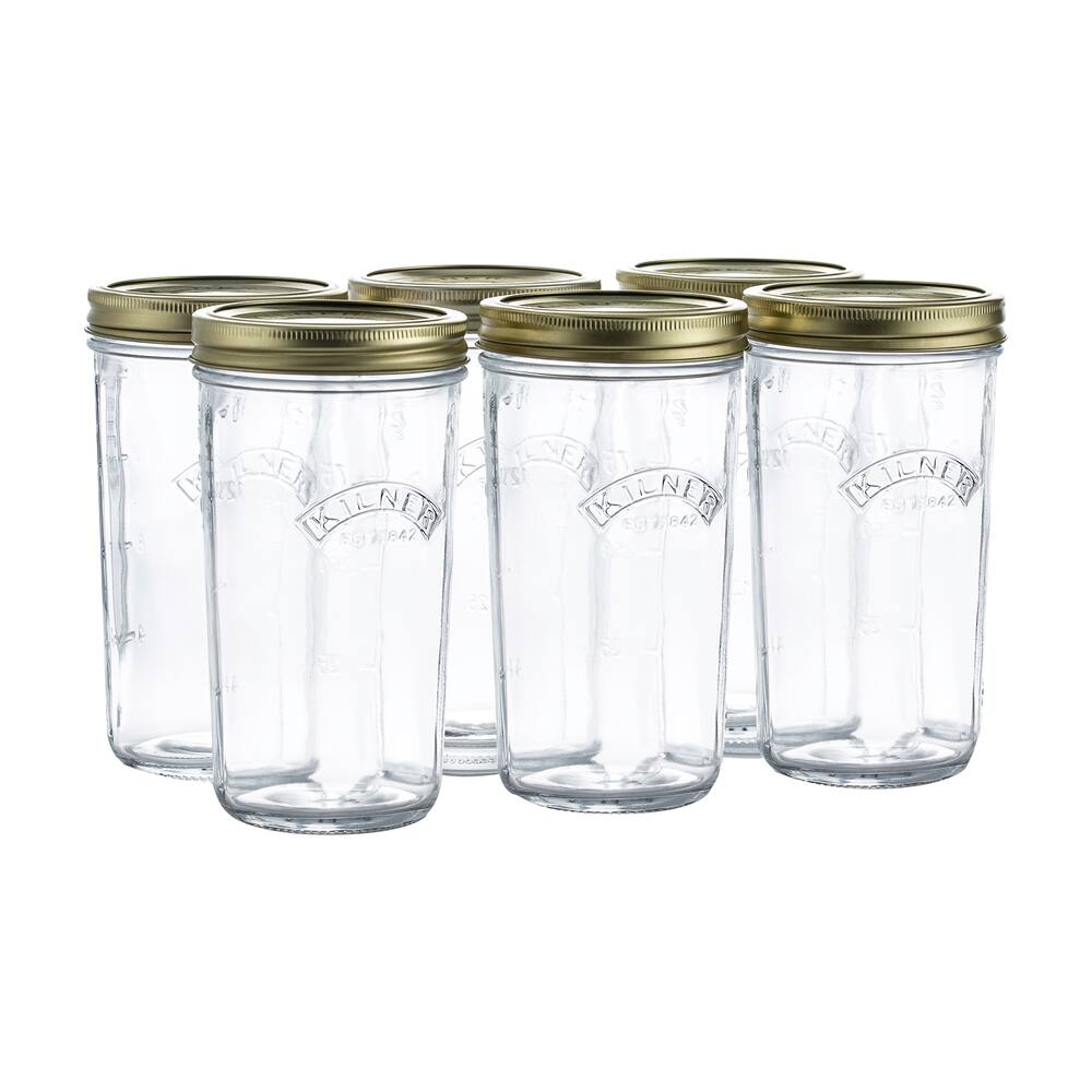 Kilner 6 x 500mL Wide Mouth Glass Mason Jars with Sealing Lids