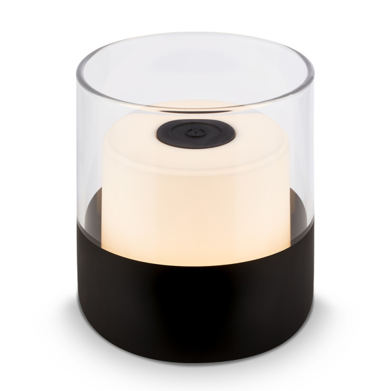 Lampe de table rechargeable LED blanc chaud noire 2 W BRILONER