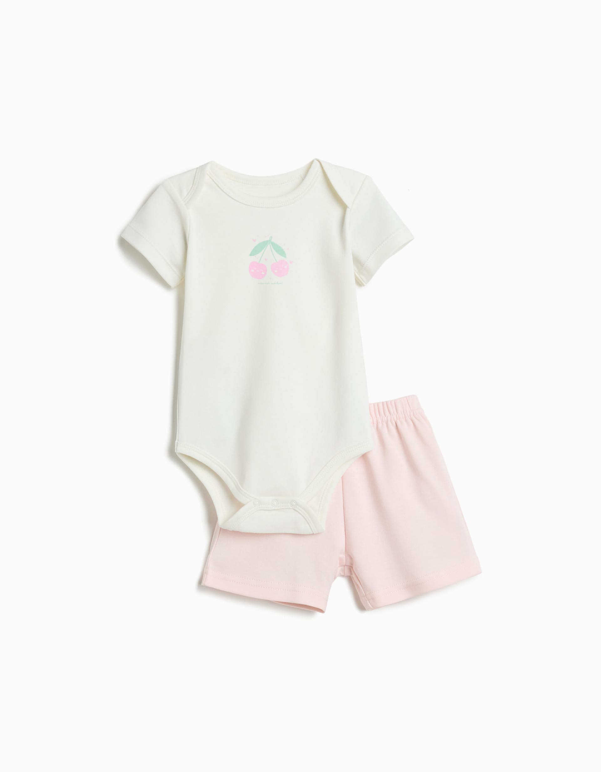 Conjunto de Body e Calções, Menina, Branco