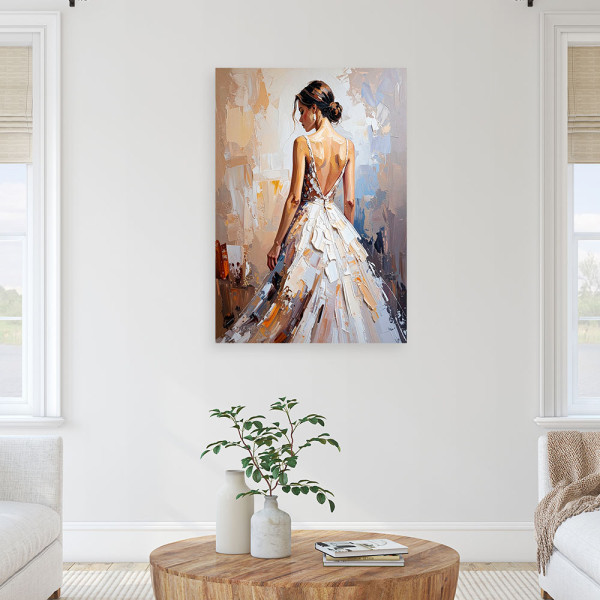 Feeby Obraz do salonu sypialni, Piękna Kobieta w białej sukni 40x60