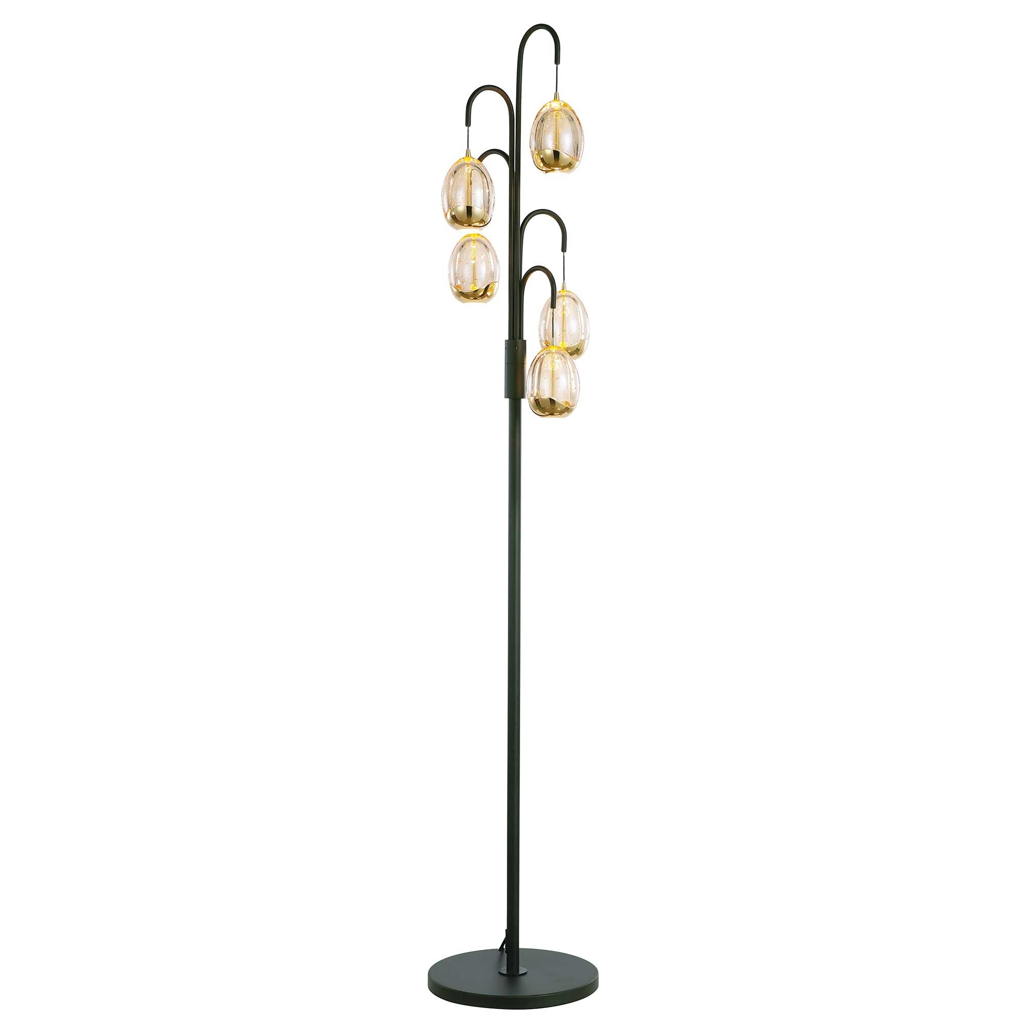 Highlight vloerlamp Golden - 5 lichts - 28 x 166  cm - amber zwart