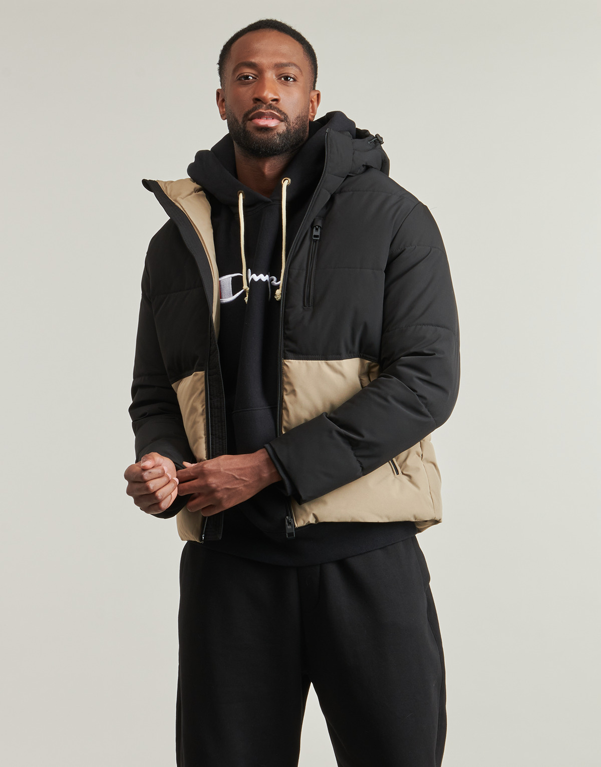 Jack & Jones - JJEOWEN PUFFER SN - Black / Beige