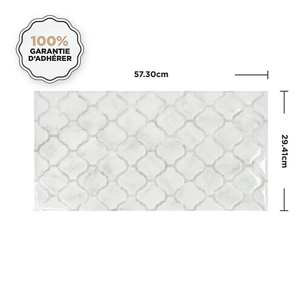 Crédence Adhésive Cuisine et Salle de Bain x2 - Carrelage Mural Smart Tiles, Gris et Blanc - 57,3 x 29,41cm