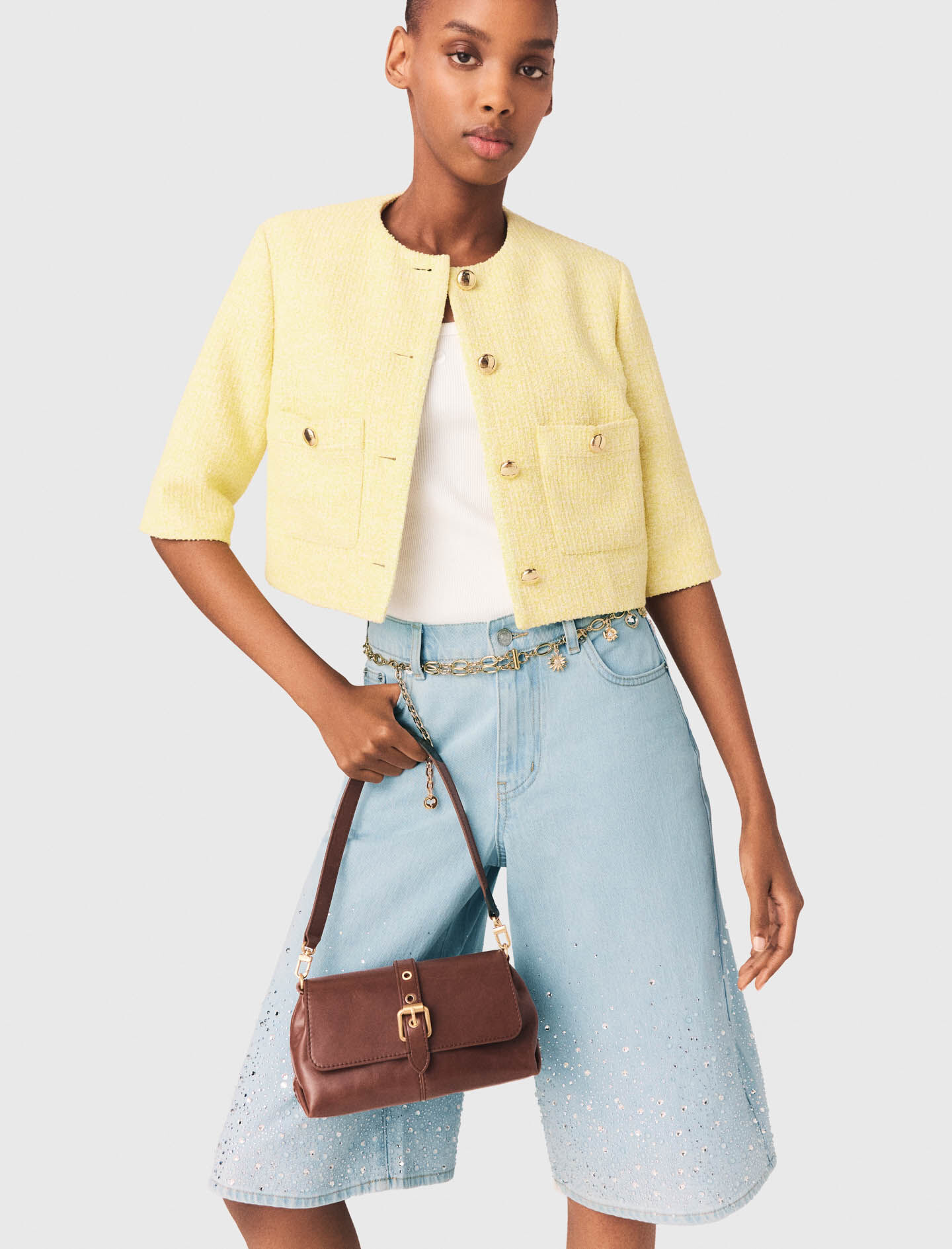 Veste manches courtes en tweed