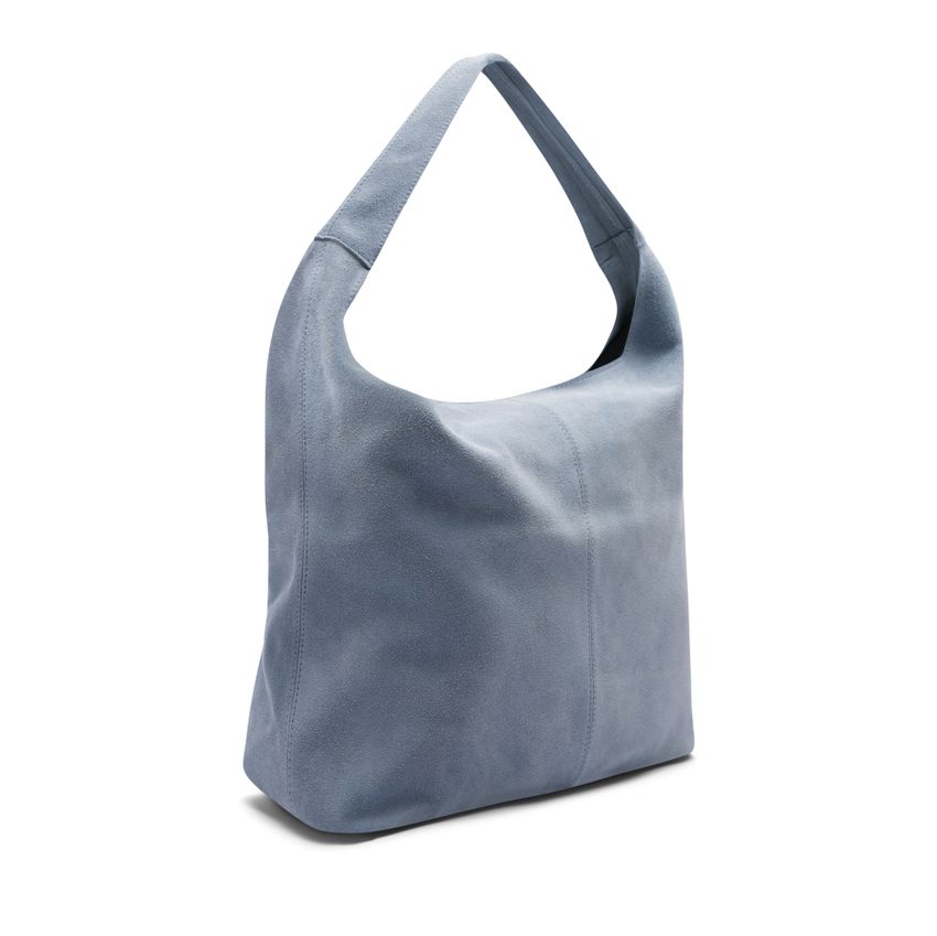 Manfield Lichtblauwe suède shopper