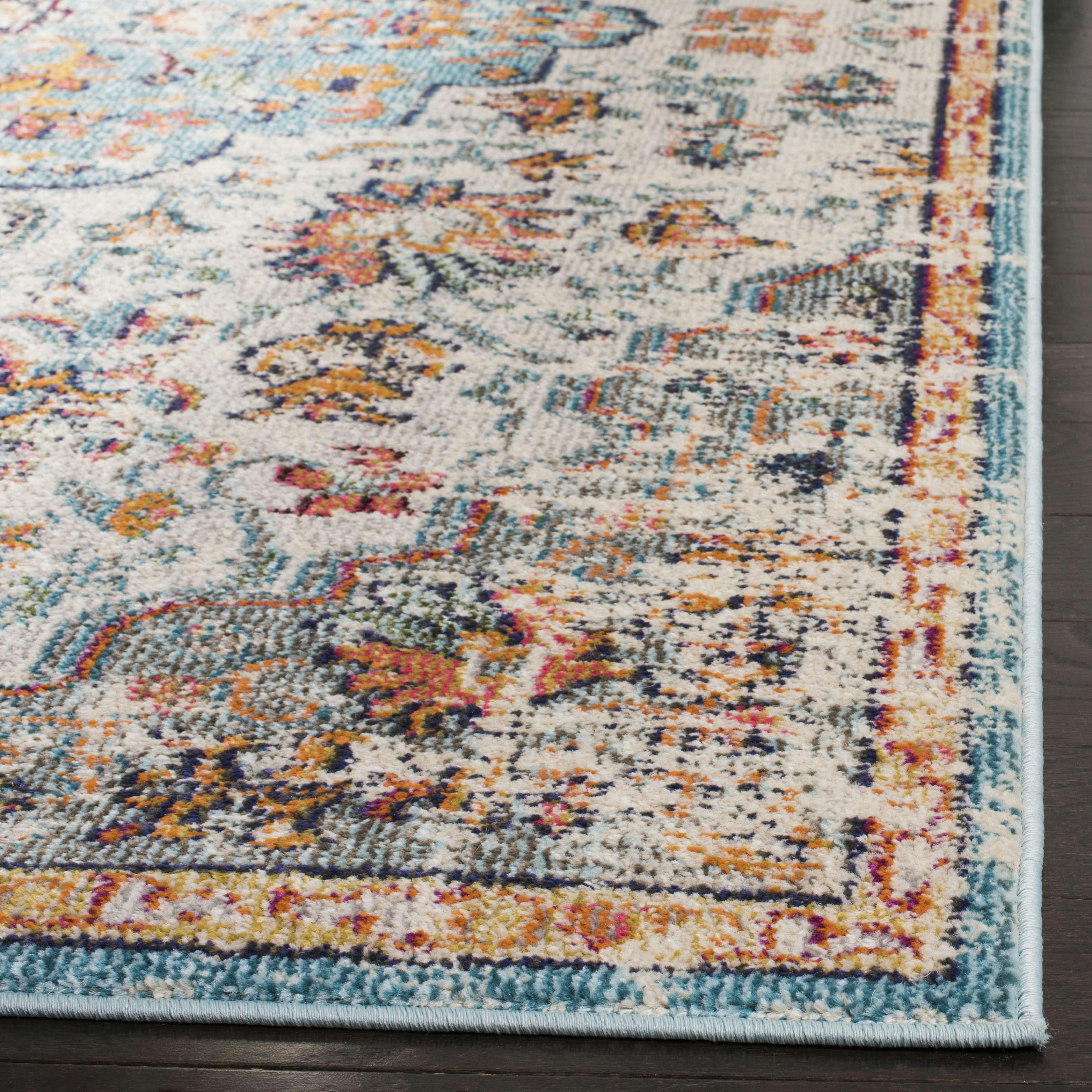 MADISON - Tapis de salon interieur en gris & bleu clair, 122 x 183 cm