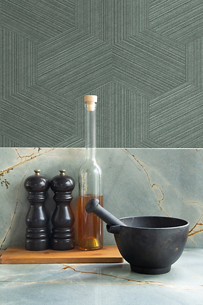 Origin Wallcoverings papier peint graphique 3D vert grisé 50 x 900 cm
