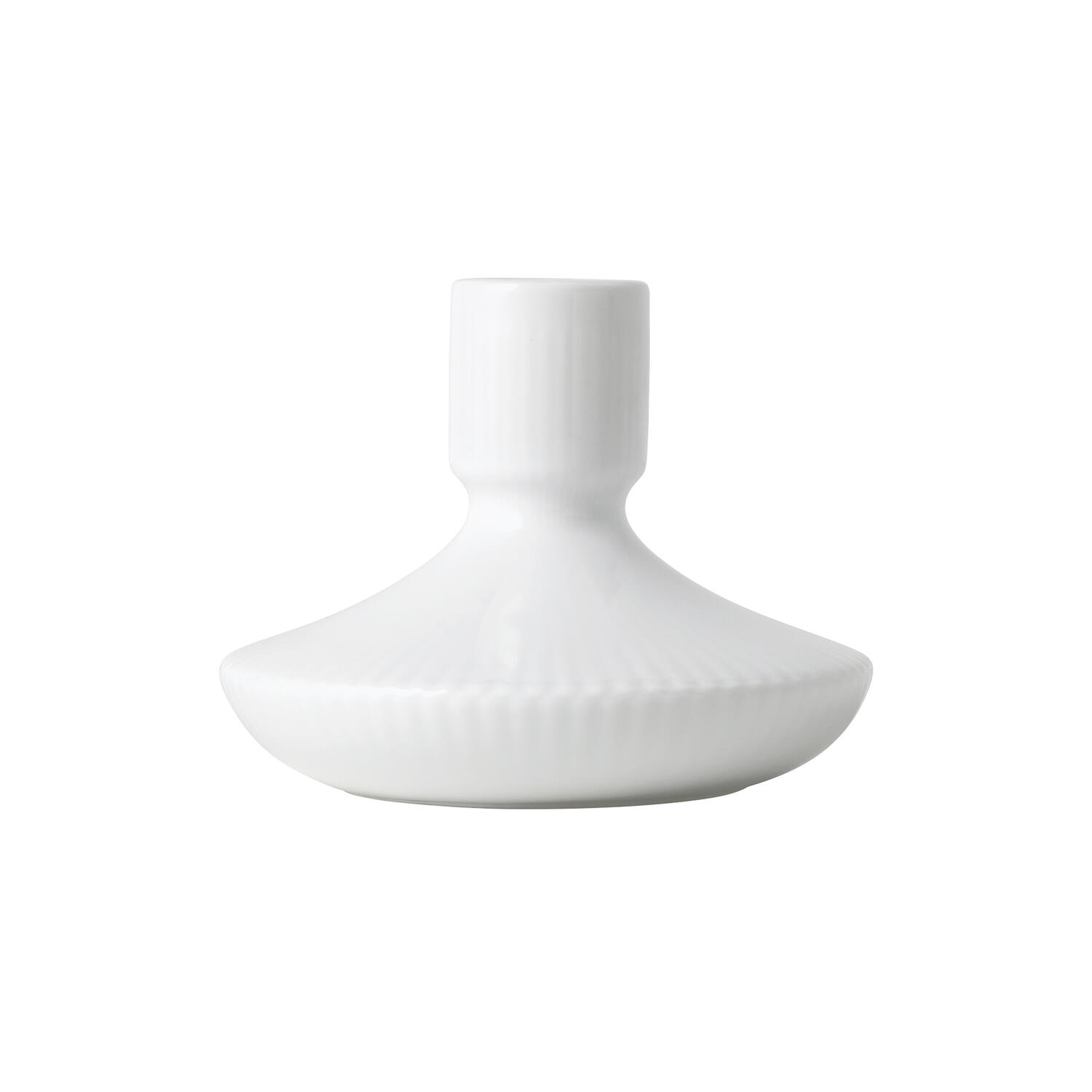 Hvid Riflet lysestage 8 cm