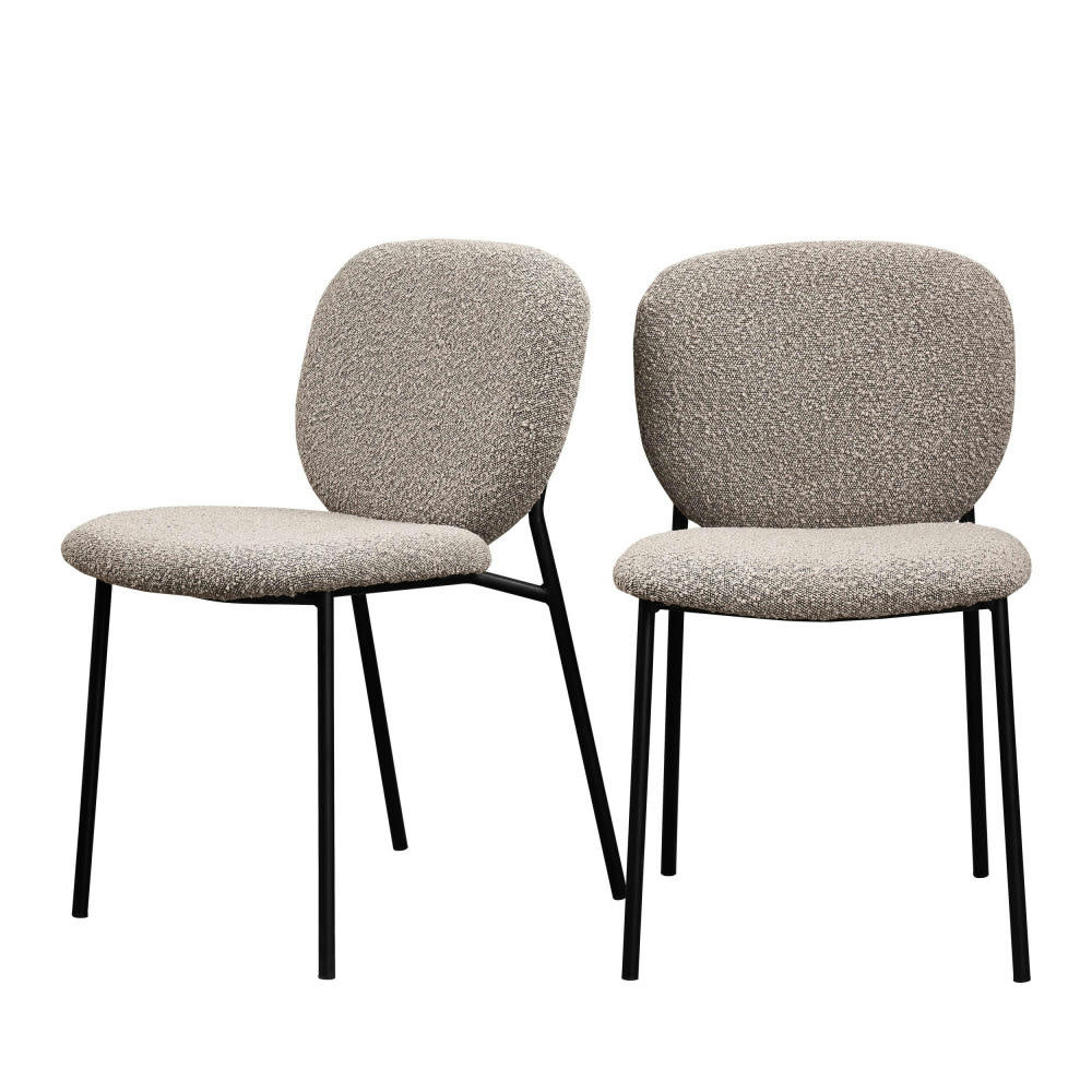 DALBY - Lot de 2 chaises en tissu bouclette et métal taupe